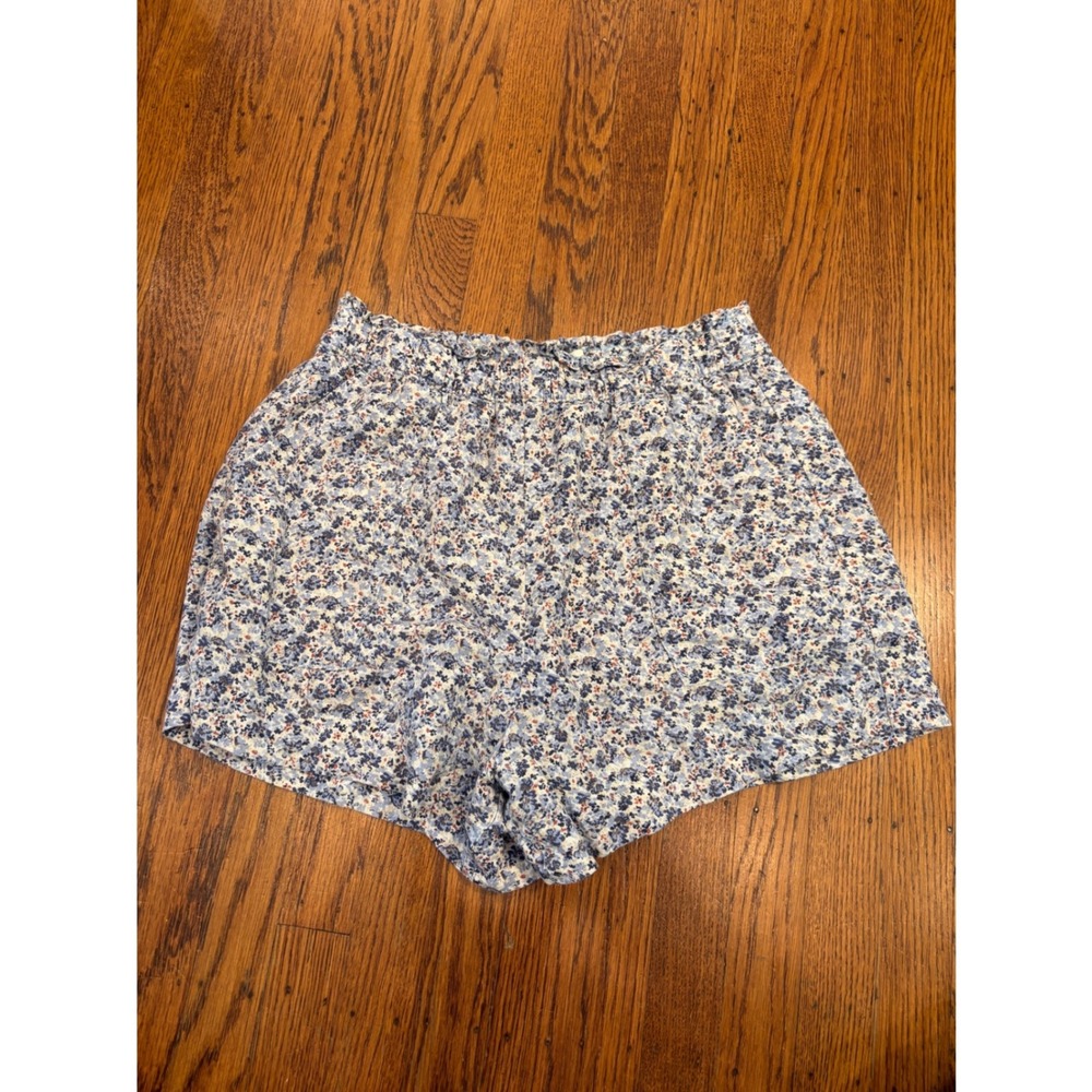 Abercrombie & Fitch Blue Floral Linen Shorts Womens Medium Twee Boho Cottage